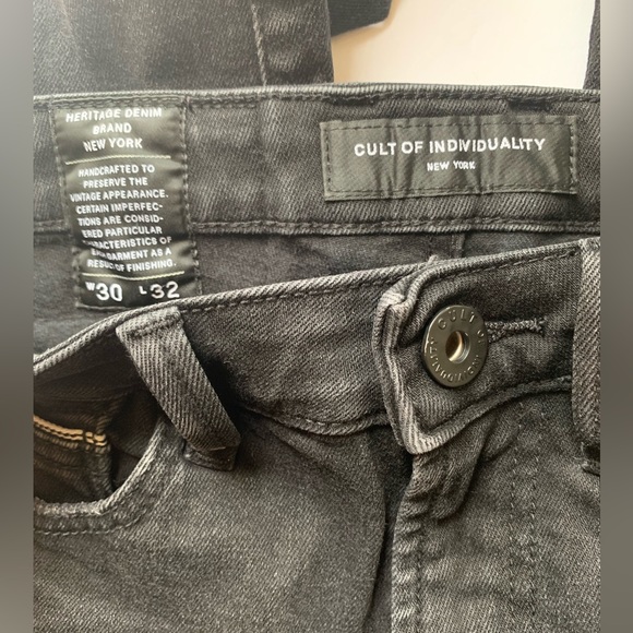 CULT OF INDIVIDUALITY PUNK SUPER SKINNY RIPPED BLACK FADED JEANS W30 L32 MENS😍 - Picture 7 of 10